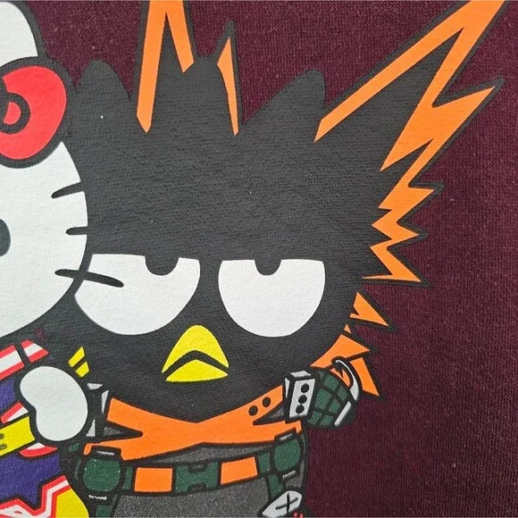 Hello Kitty My Hero Academia Hoodie 2XL Sanrio Anime Burgundy Otaku Streetwear - Picture 7 of 14